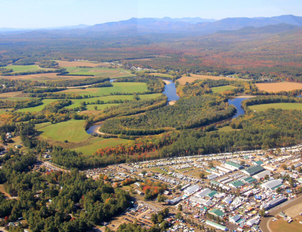 Fall scenic flight over the Fryeburg Fair, Saco River, and White Mountains