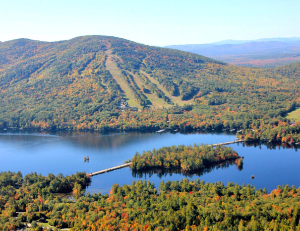 Pleasant Mountain and Moose Pond in Bridgton, Maine